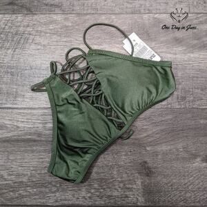 Damsel Shimmer Laceup High Neck Bikini Top Size M